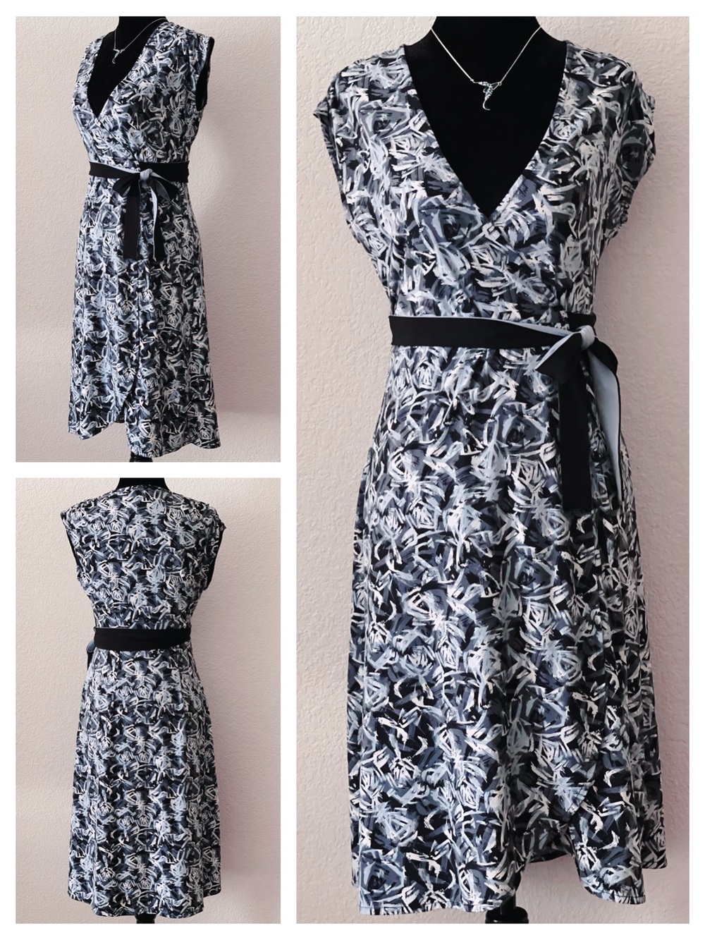 BCBGMaxAzria Abstract Wrap Jersey Dress
